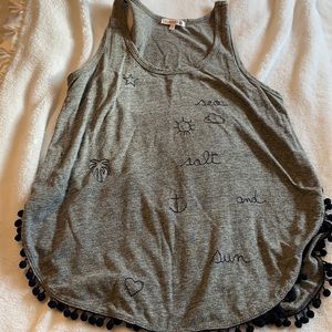 Beach tank with Pom poms